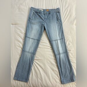 Striped Moto Style Jeans